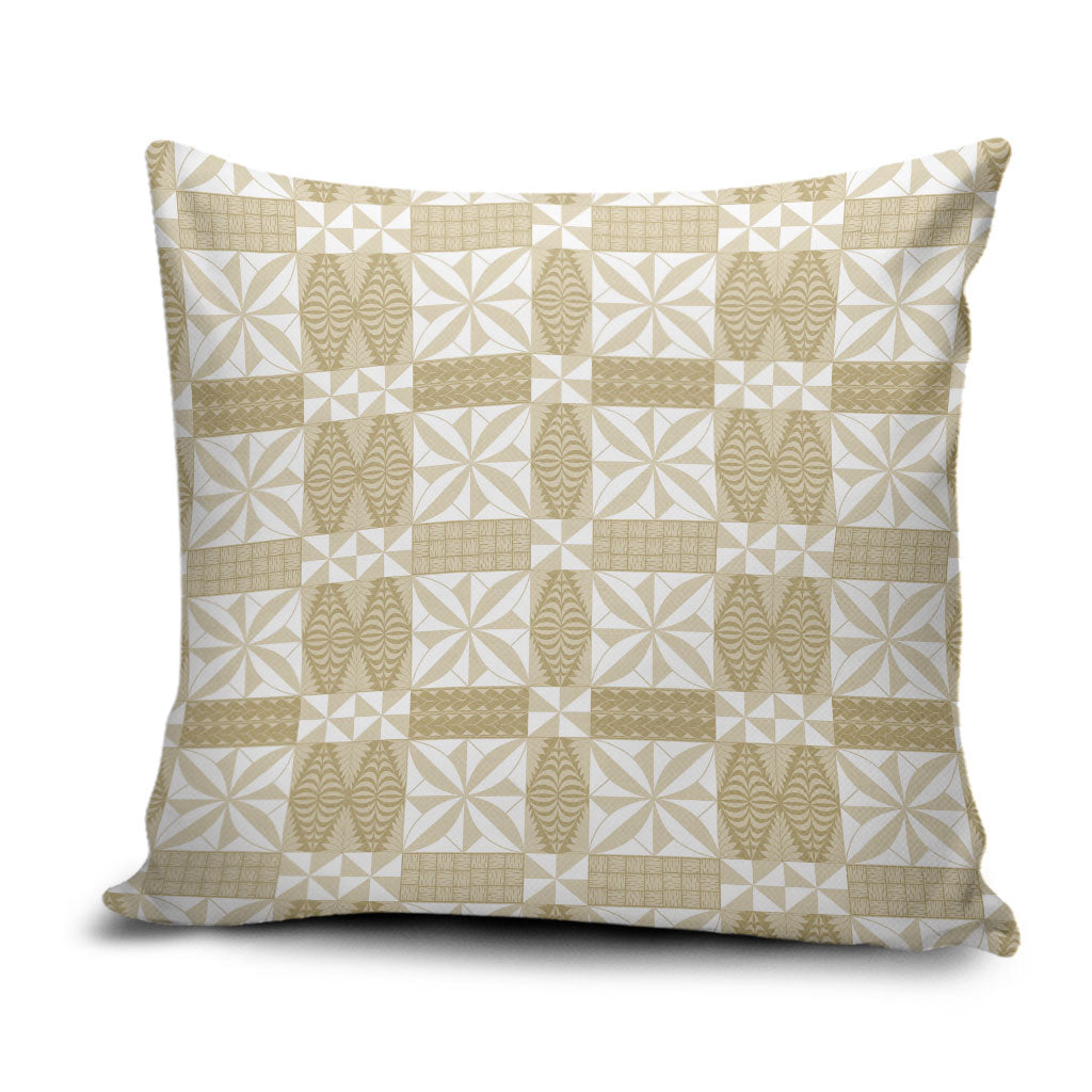 Beige Ngatu Pattern Malo e Lelei Tonga Pillow Cover LT14 Beige - Polynesian Pride