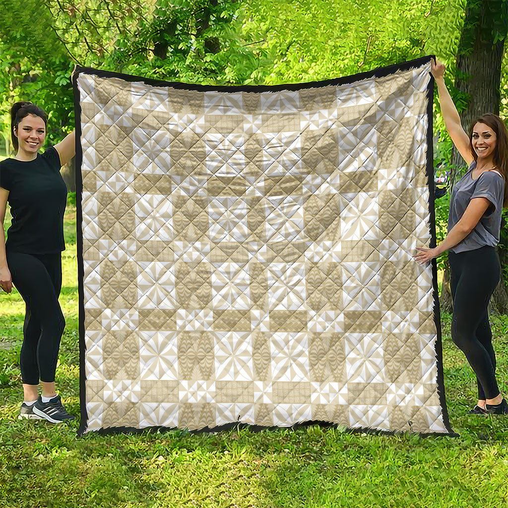 Beige Ngatu Pattern Malo e Lelei Tonga Quilt LT14 - Polynesian Pride