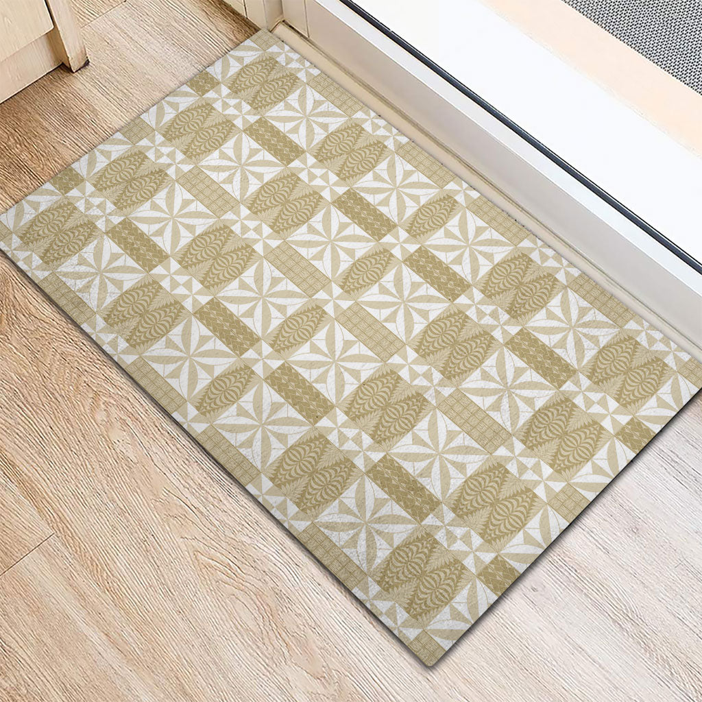 Beige Ngatu Pattern Malo e Lelei Tonga Rubber Doormat LT14 - Polynesian Pride