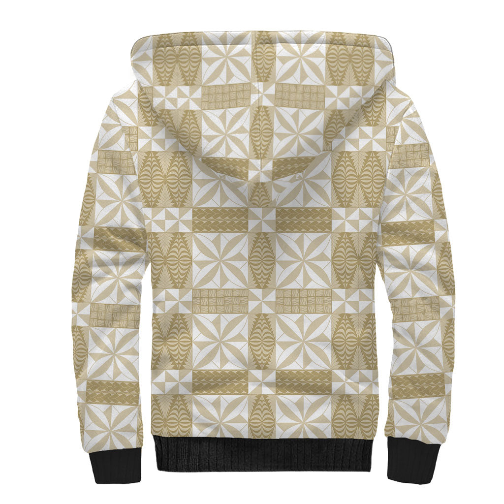 Beige Ngatu Pattern Malo e Lelei Tonga Sherpa Hoodie LT14 - Polynesian Pride