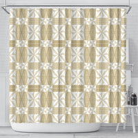 Beige Ngatu Pattern Malo e Lelei Tonga Shower Curtain LT14 - Polynesian Pride