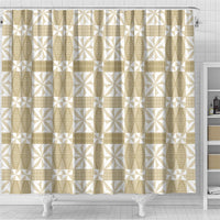 Beige Ngatu Pattern Malo e Lelei Tonga Shower Curtain LT14 - Polynesian Pride