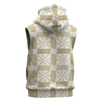 Beige Ngatu Pattern Malo e Lelei Tonga Sleeveless Hoodie LT14 - Polynesian Pride