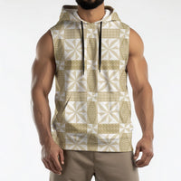 Beige Ngatu Pattern Malo e Lelei Tonga Sleeveless Hoodie LT14 - Polynesian Pride