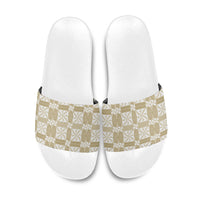 Beige Ngatu Pattern Malo e Lelei Tonga Slide Sandals LT14 Beige - Polynesian Pride