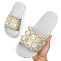 Beige Ngatu Pattern Malo e Lelei Tonga Slide Sandals LT14 - Polynesian Pride