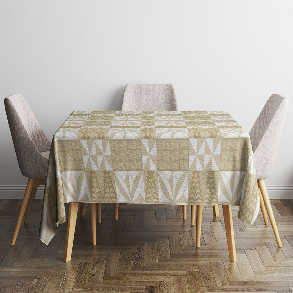 Beige Ngatu Pattern Malo e Lelei Tonga Tablecloth LT14 - Polynesian Pride