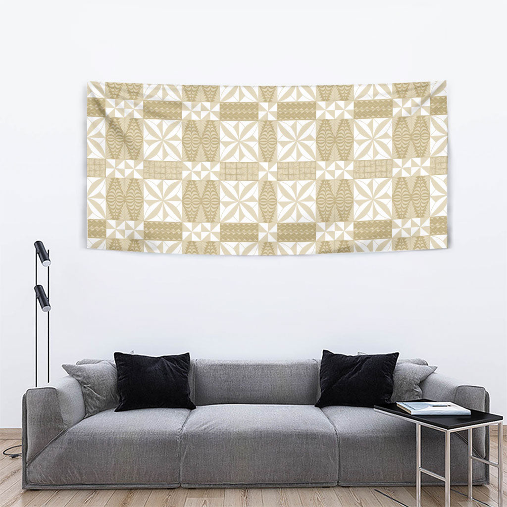 Beige Ngatu Pattern Malo e Lelei Tonga Tapestry LT14 - Polynesian Pride
