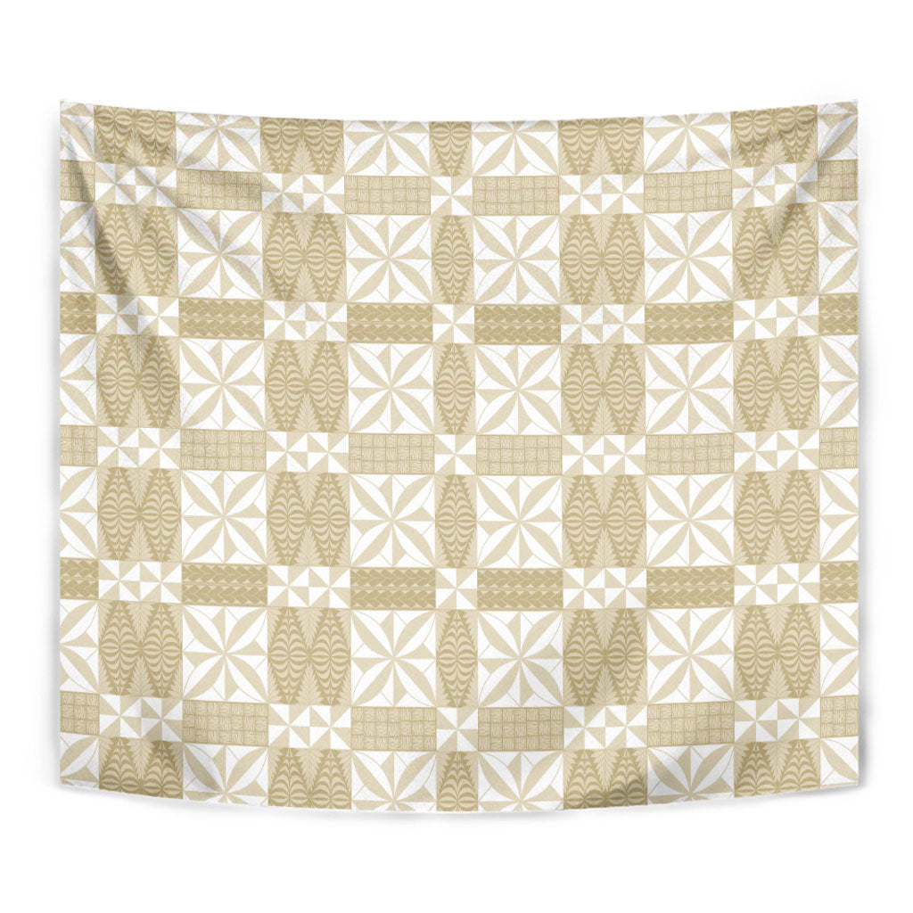 Beige Ngatu Pattern Malo e Lelei Tonga Tapestry LT14 - Polynesian Pride