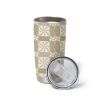 Beige Ngatu Pattern Malo e Lelei Tonga Tumbler Cup LT14 - Polynesian Pride