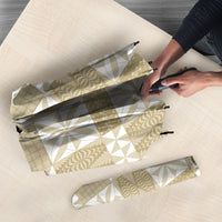 Beige Ngatu Pattern Malo e Lelei Tonga Umbrella LT14 - Polynesian Pride