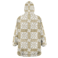 Beige Ngatu Pattern Malo e Lelei Tonga Wearable Blanket Hoodie LT14 - Polynesian Pride