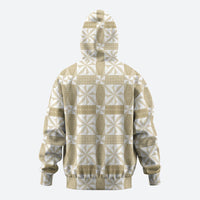 Beige Ngatu Pattern Malo e Lelei Tonga Zip Hoodie LT14 - Polynesian Pride