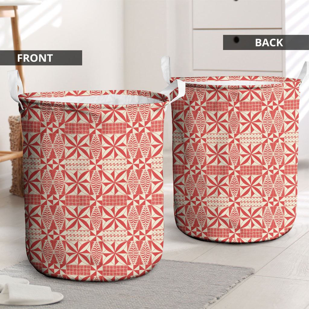 Red Ngatu Pattern Malo e Lelei Tonga Laundry Basket LT14 - Polynesian Pride