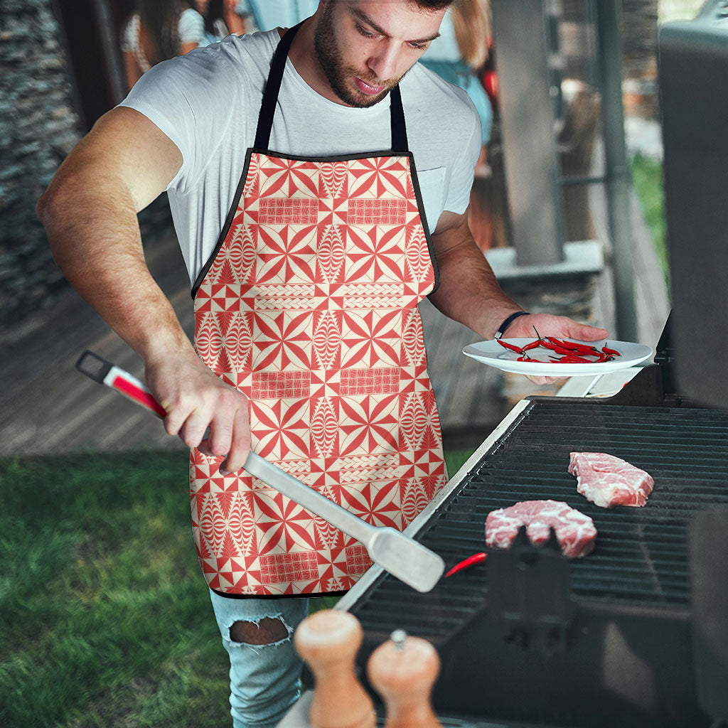 Red Ngatu Pattern Malo e Lelei Tonga Apron LT14 - Polynesian Pride