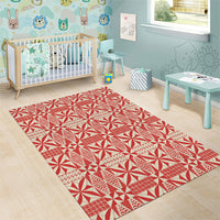 Red Ngatu Pattern Malo e Lelei Tonga Area Rug LT14 - Polynesian Pride