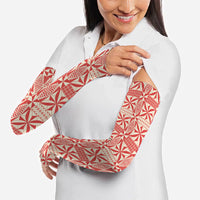 Red Ngatu Pattern Malo e Lelei Tonga Arm Sleeves LT14 - Polynesian Pride