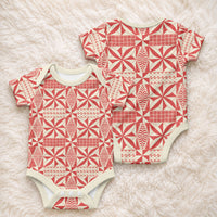 Red Ngatu Pattern Malo e Lelei Tonga Baby Onesie LT14 - Polynesian Pride