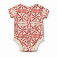 Red Ngatu Pattern Malo e Lelei Tonga Baby Onesie LT14 - Polynesian Pride