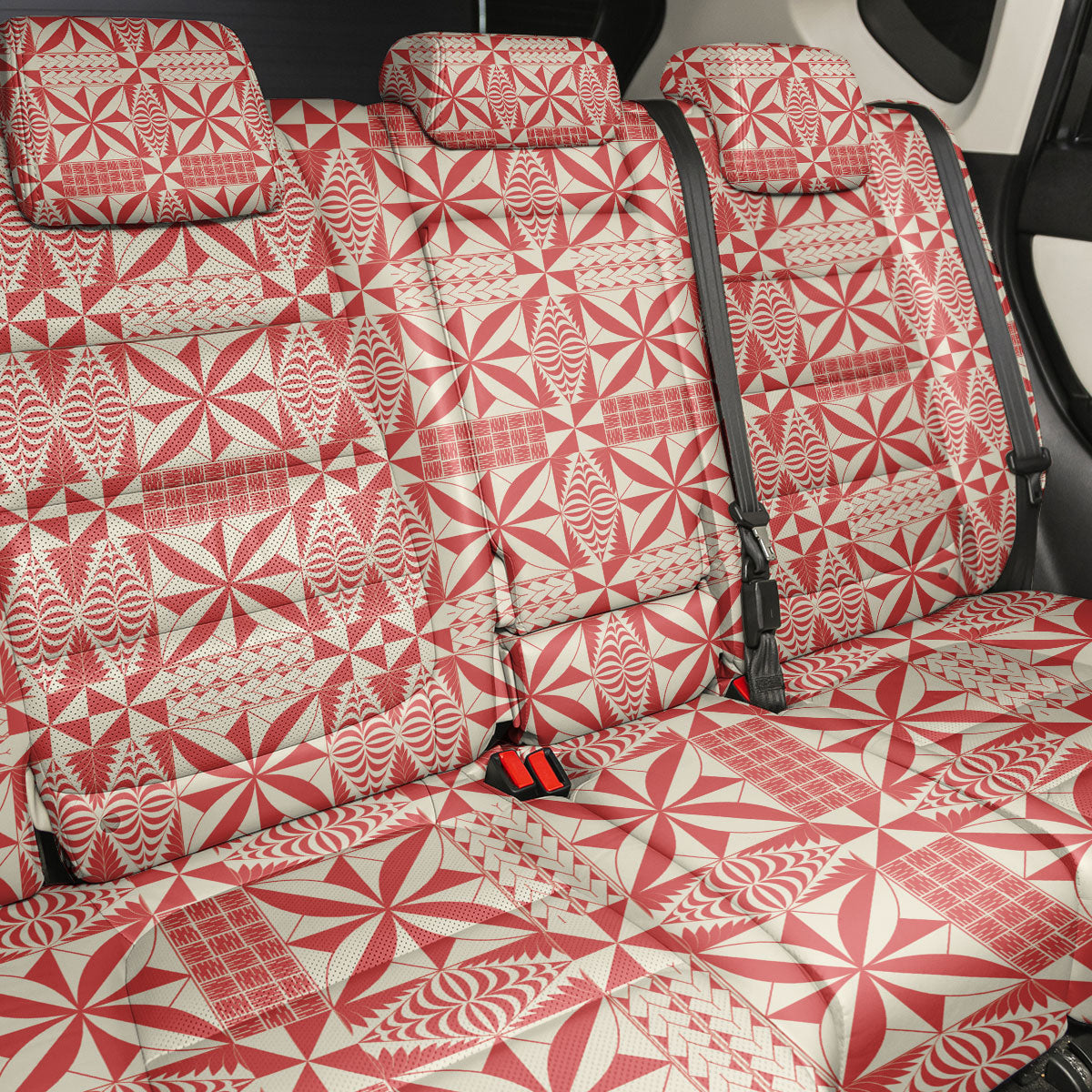 Red Ngatu Pattern Malo e Lelei Tonga Back Car Seat Cover LT14 - Polynesian Pride