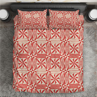 Red Ngatu Pattern Malo e Lelei Tonga Bedding Set LT14 Red - Polynesian Pride