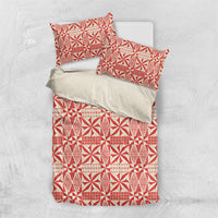 Red Ngatu Pattern Malo e Lelei Tonga Bedding Set LT14 US Twin 172cm x 218cm Red - Polynesian Pride