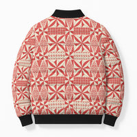 Red Ngatu Pattern Malo e Lelei Tonga Bomber Puffer Jacket LT14 - Polynesian Pride