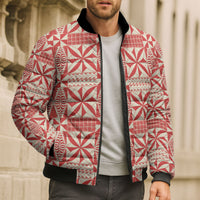 Red Ngatu Pattern Malo e Lelei Tonga Bomber Puffer Jacket LT14 - Polynesian Pride