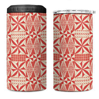 Red Ngatu Pattern Malo e Lelei Tonga 4 in 1 Can Cooler Tumbler LT14 One Size: 16 oz Red - Polynesian Pride