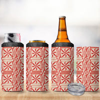 Red Ngatu Pattern Malo e Lelei Tonga 4 in 1 Can Cooler Tumbler LT14 - Polynesian Pride
