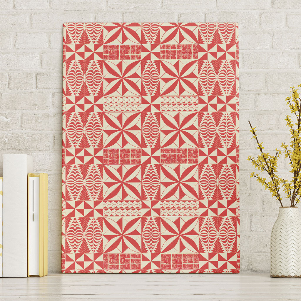 Red Ngatu Pattern Malo e Lelei Tonga Canvas Wall Art LT14 Without Frame Red - Polynesian Pride