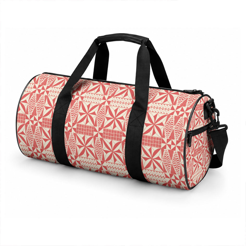 Red Ngatu Pattern Malo e Lelei Tonga Duffle Bag LT14 - Polynesian Pride