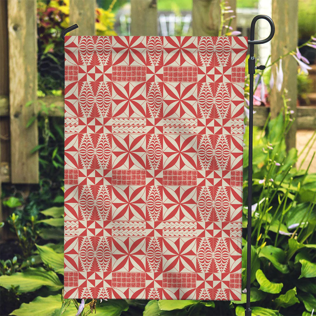 Red Ngatu Pattern Malo e Lelei Tonga Garden Flag LT14 Garden Flag Red - Polynesian Pride