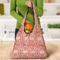 Red Ngatu Pattern Malo e Lelei Tonga Grocery Bag LT14 - Polynesian Pride