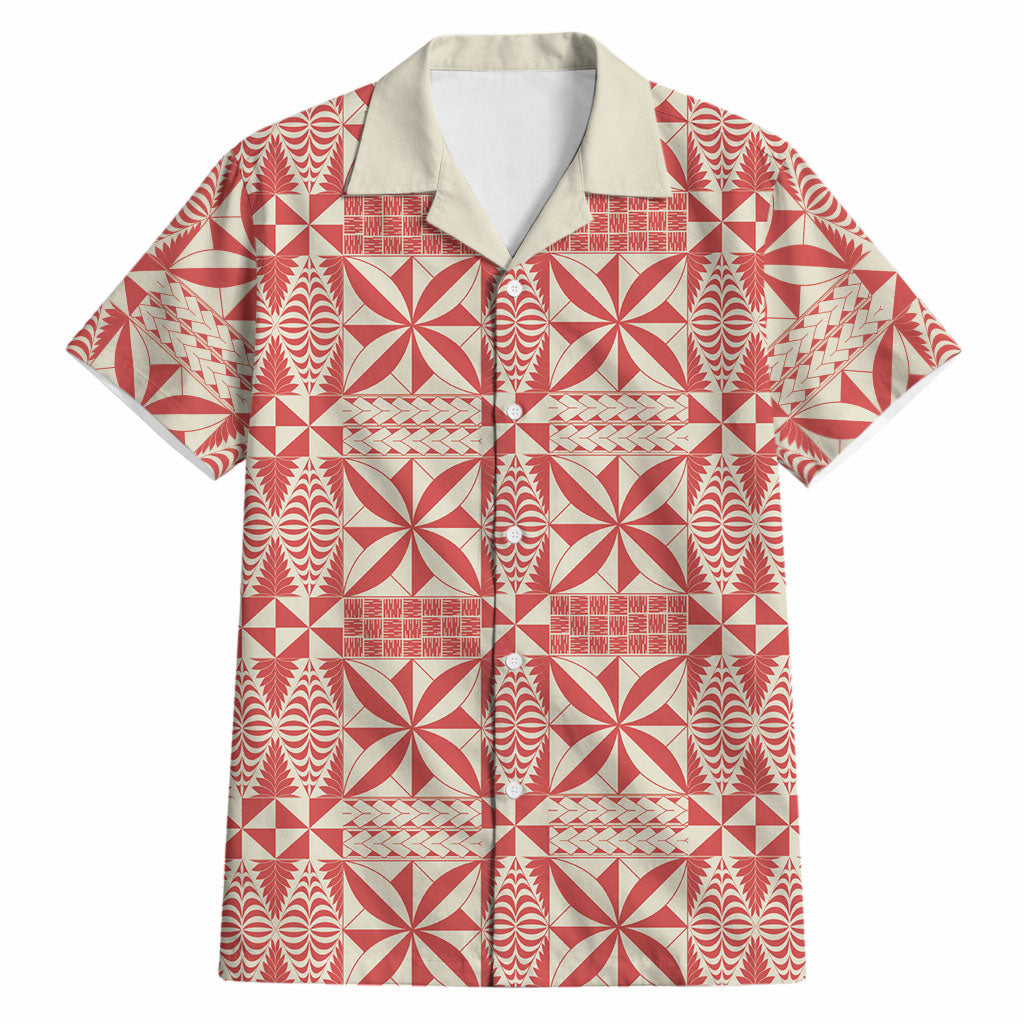 Red Ngatu Pattern Malo e Lelei Tonga Hawaiian Shirt LT14 Red - Polynesian Pride