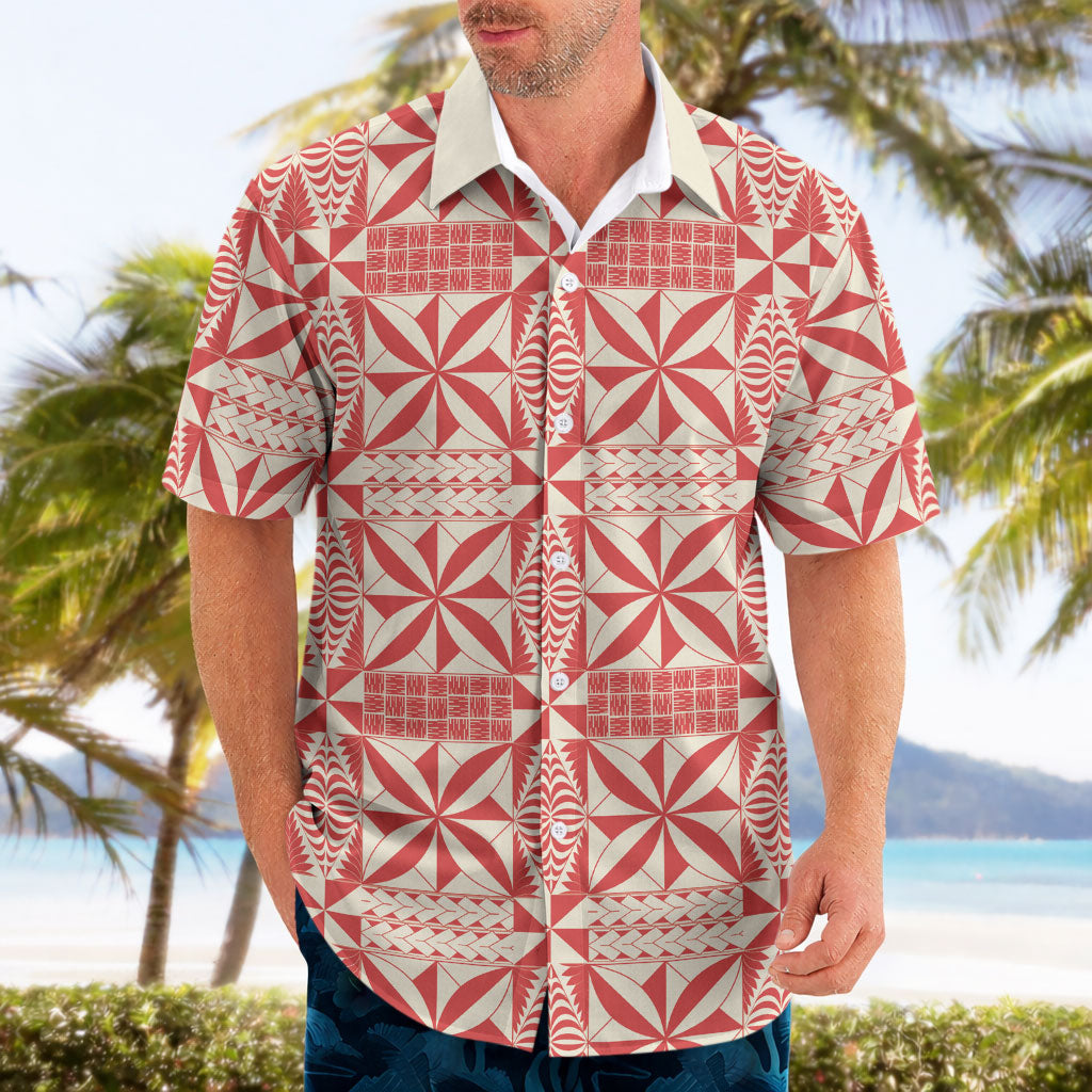 Red Ngatu Pattern Malo e Lelei Tonga Hawaiian Shirt LT14 - Polynesian Pride