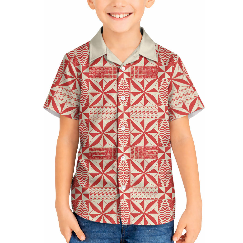 Red Ngatu Pattern Malo e Lelei Tonga Hawaiian Shirt LT14 - Polynesian Pride