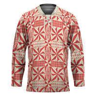 Red Ngatu Pattern Malo e Lelei Tonga Hockey Jersey LT14 Unisex Red - Polynesian Pride