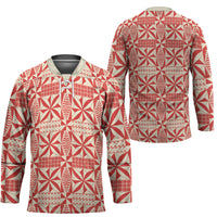 Red Ngatu Pattern Malo e Lelei Tonga Hockey Jersey LT14 - Polynesian Pride