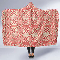 Red Ngatu Pattern Malo e Lelei Tonga Hooded Blanket LT14 One Size Red - Polynesian Pride
