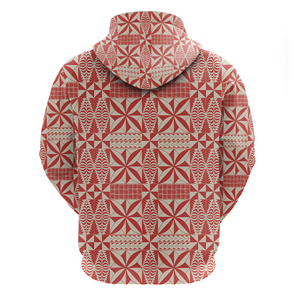 Red Ngatu Pattern Malo e Lelei Tonga Hoodie LT14 - Polynesian Pride