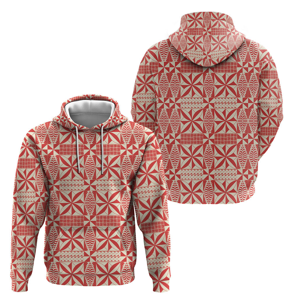 Red Ngatu Pattern Malo e Lelei Tonga Hoodie LT14 - Polynesian Pride