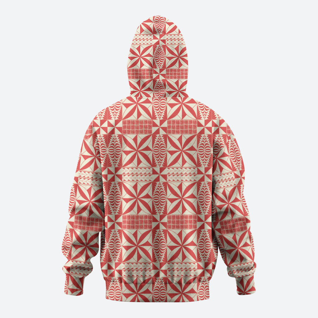 Red Ngatu Pattern Malo e Lelei Tonga Hoodie LT14 - Polynesian Pride