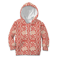 Red Ngatu Pattern Malo e Lelei Tonga Kid Hoodie LT14 Hoodie Red - Polynesian Pride
