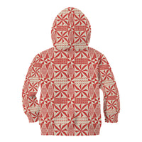 Red Ngatu Pattern Malo e Lelei Tonga Kid Hoodie LT14 - Polynesian Pride