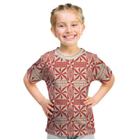 Red Ngatu Pattern Malo e Lelei Tonga Kid T Shirt LT14 Red - Polynesian Pride