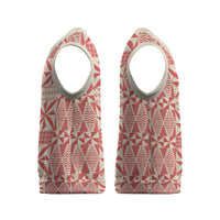 Red Ngatu Pattern Malo e Lelei Tonga Christmas Knitted V-Neck Vest LT14 - Polynesian Pride