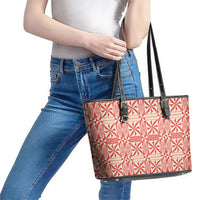 Red Ngatu Pattern Malo e Lelei Tonga Leather Tote Bag LT14 - Polynesian Pride