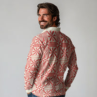 Red Ngatu Pattern Malo e Lelei Tonga Long Sleeve Polo Shirt LT14 - Polynesian Pride