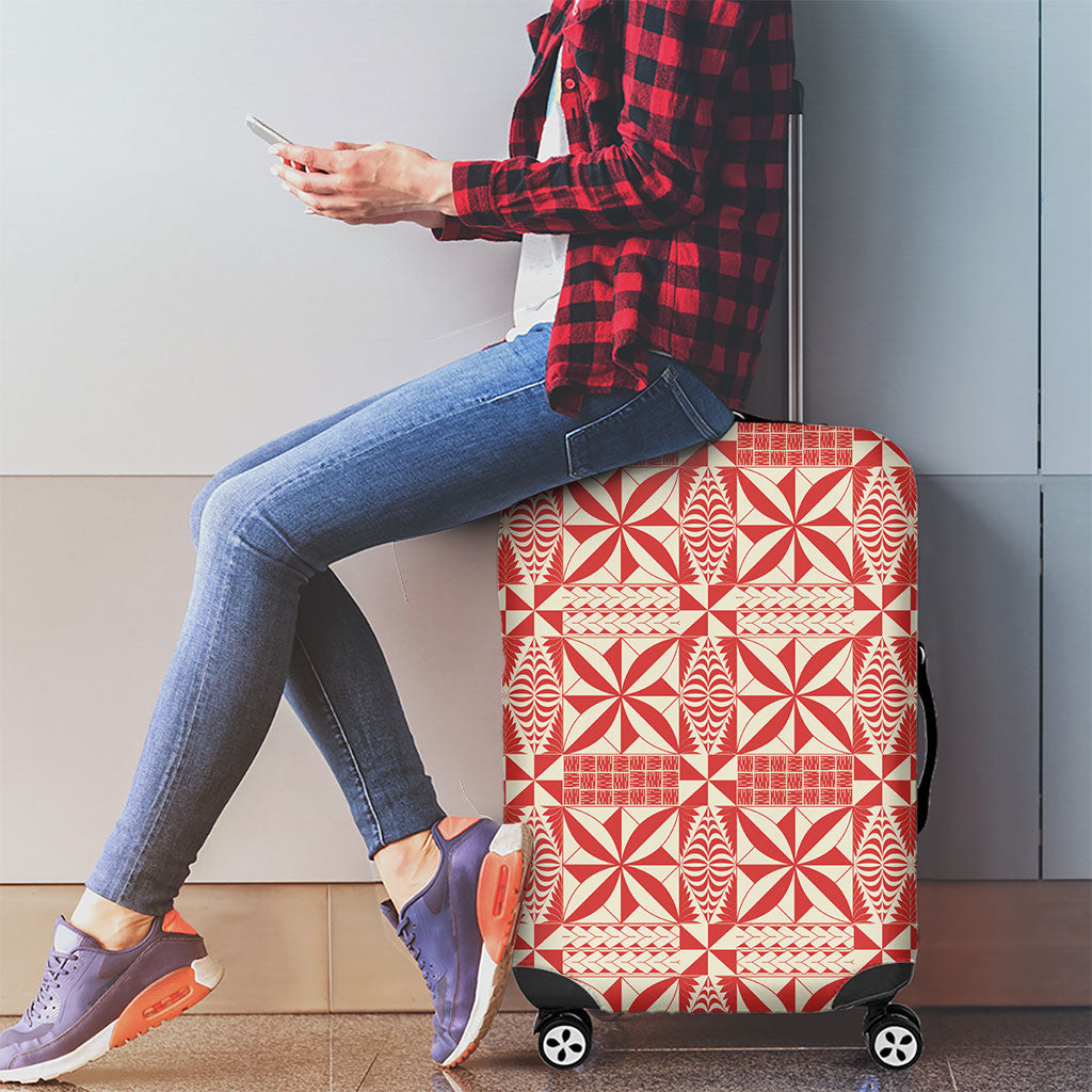 Red Ngatu Pattern Malo e Lelei Tonga Luggage Cover LT14 - Polynesian Pride